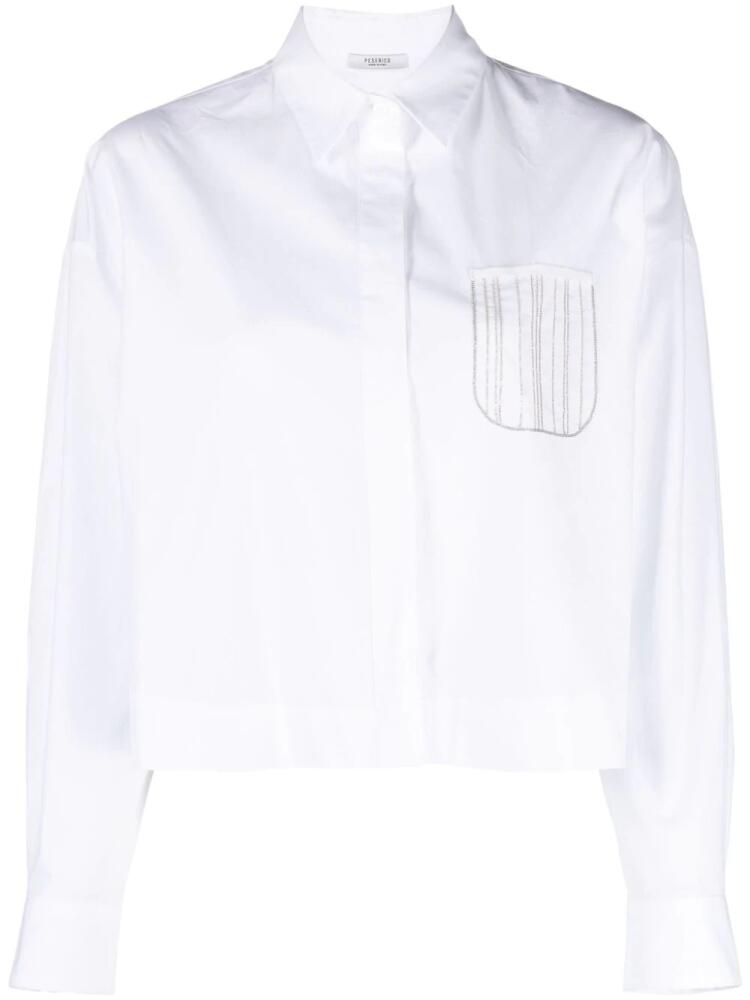 Peserico faux-pocket poplin cropped shirt - White Cover