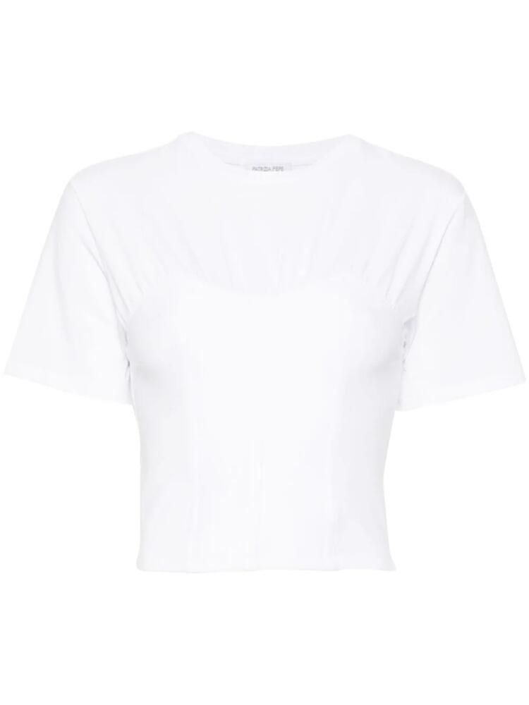 Patrizia Pepe crew-neck corset T-shirt - White Cover