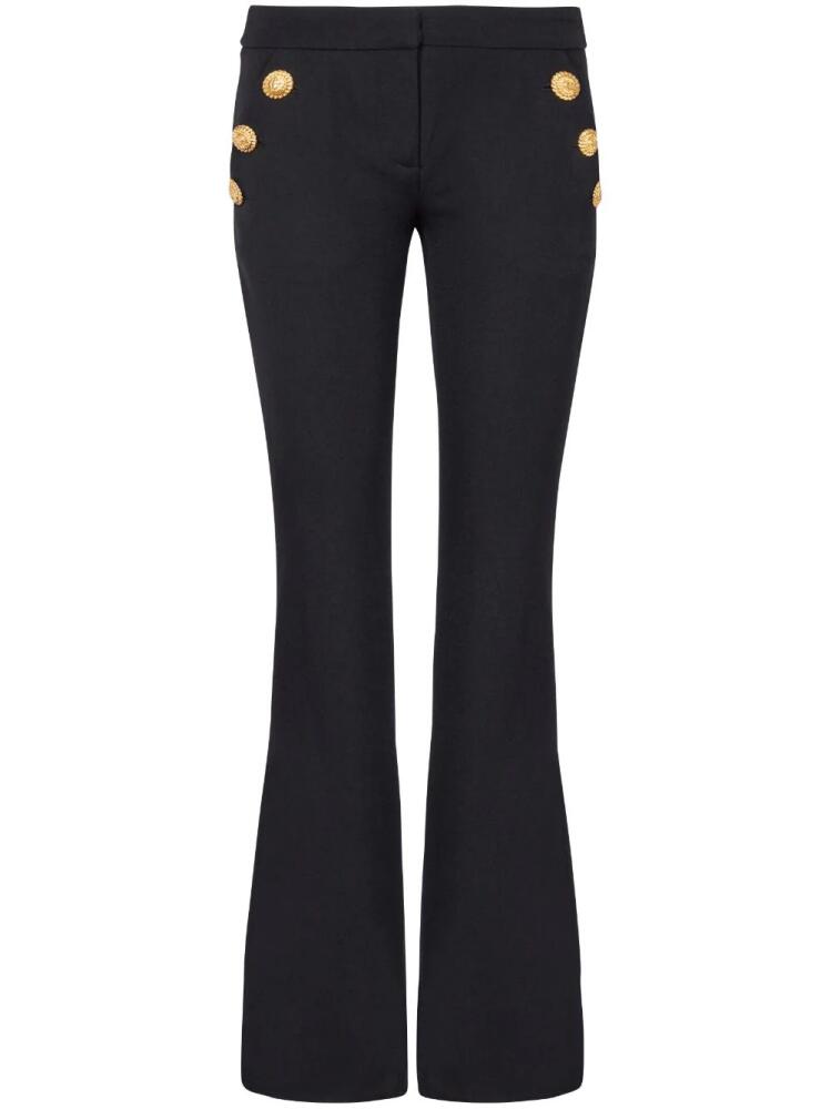 Balmain flared virgin-wool trousers - Black Cover