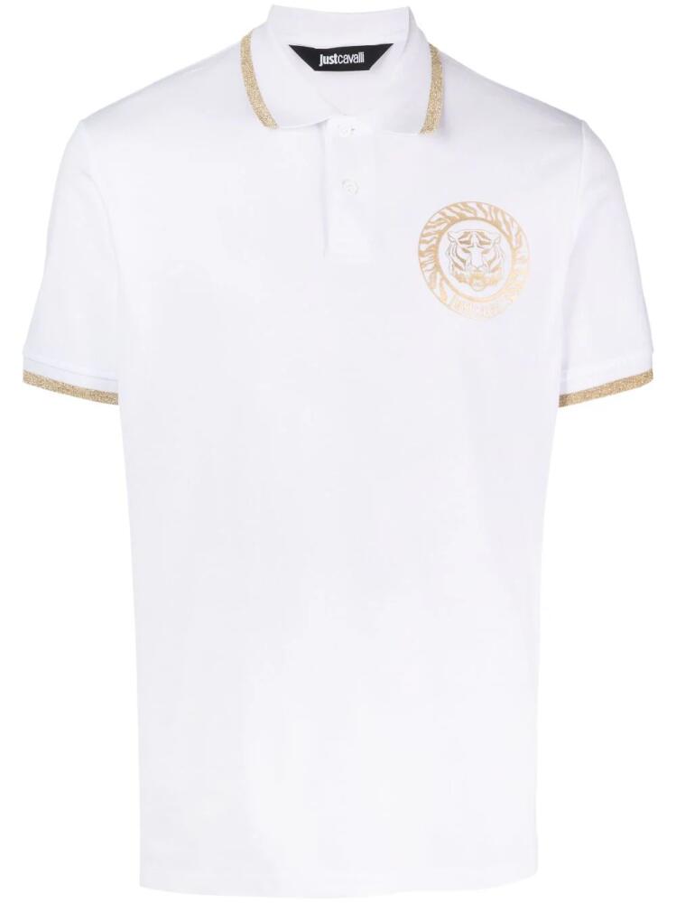 Just Cavalli logo-print cotton polo shirt - White Cover