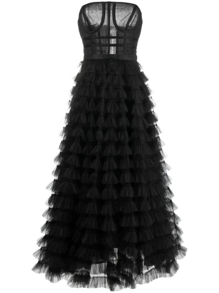 Ana Radu corset-style ruffled maxi dress - Black Cover