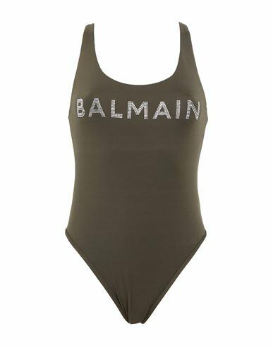 Balmain Swimsuit Woman One-piece swimsuit Military green Polyester, Elastane Cover