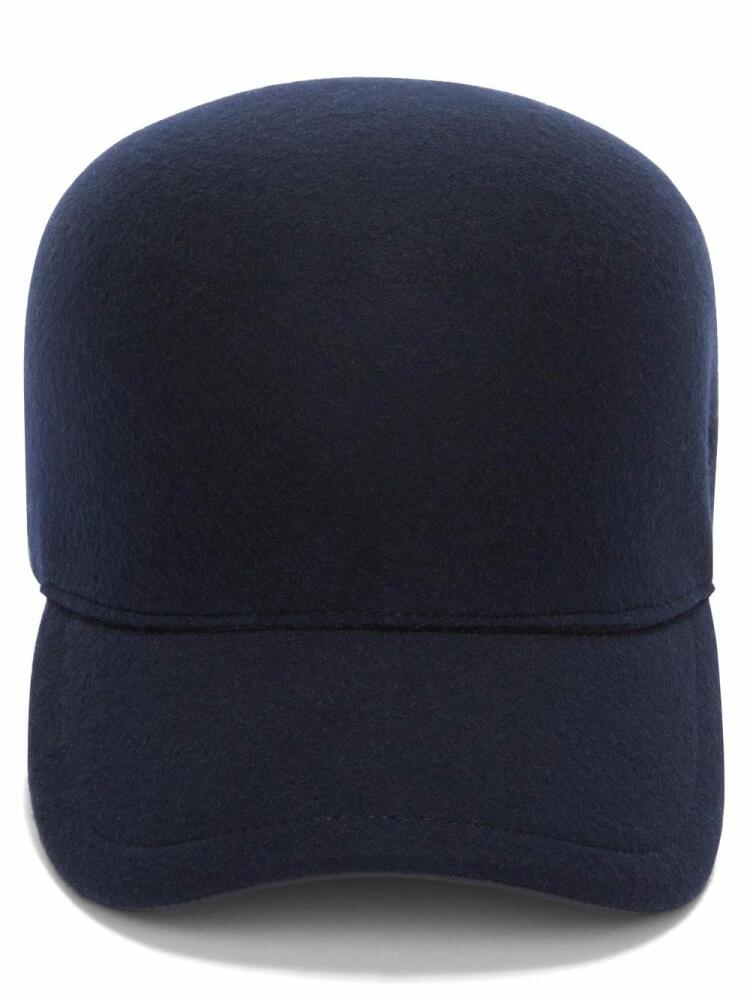 Jil Sander logo-embroidered wool cap - Blue Cover