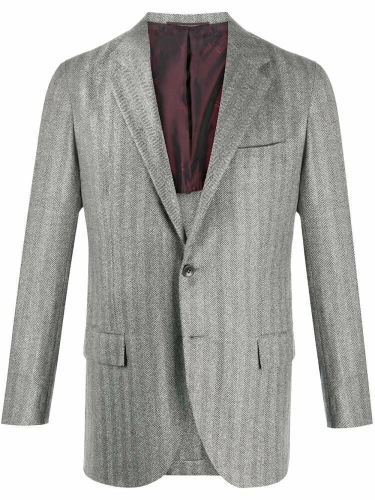 Kiton pinstripe print blazer - Grey Cover