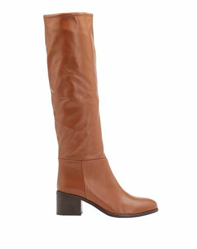 Leonardo Principi Leather Heeled Tall Boots Woman Boot Tan Calfskin Cover