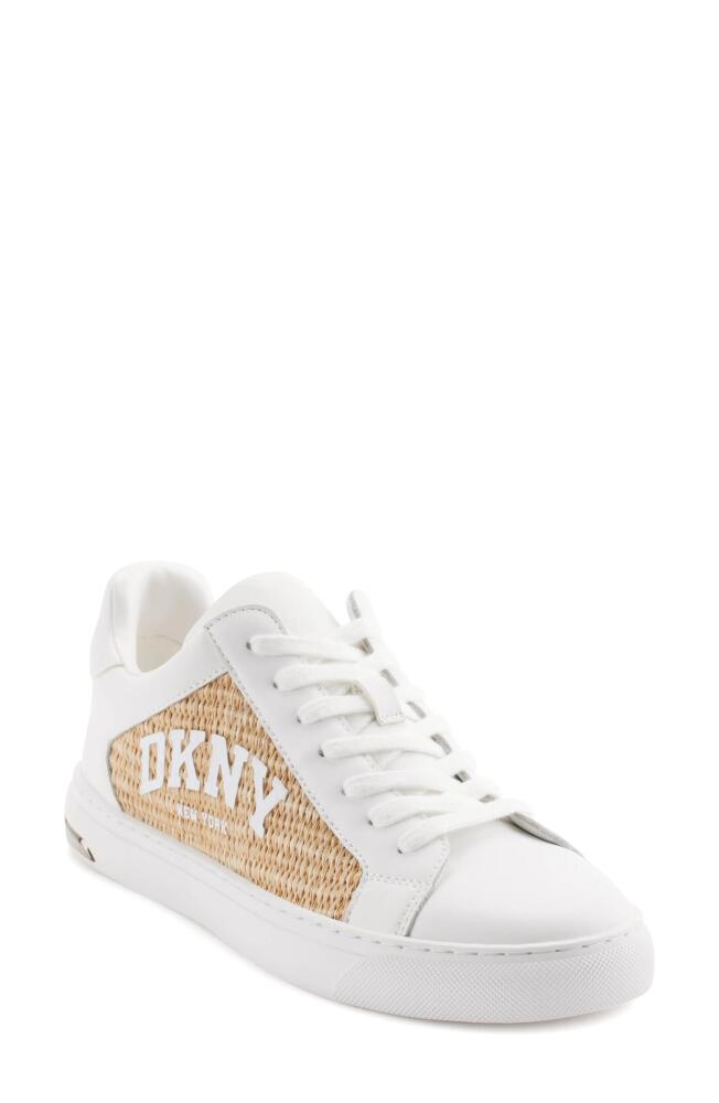 DKNY Logo Sneaker in White/Natural Cover