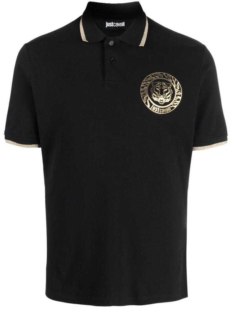 Just Cavalli logo-print cotton polo shirt - Black Cover