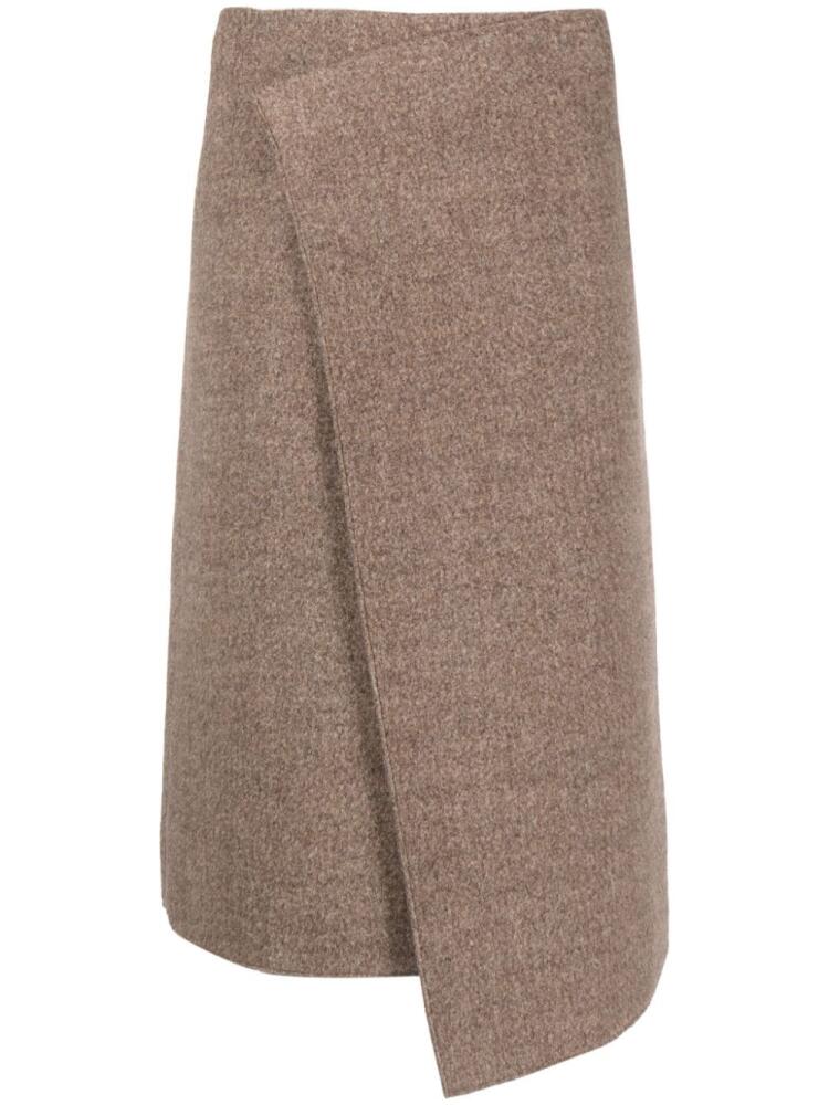 Gauchère high-waisted asymmetric skirt - Brown Cover