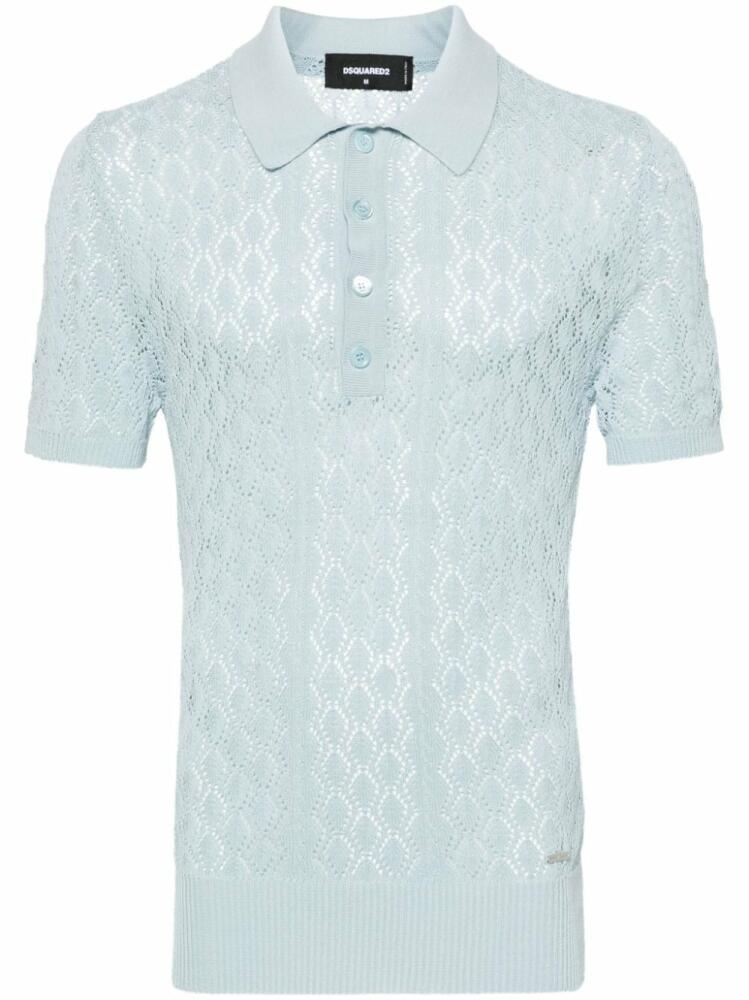 DSQUARED2 crochet-knitted polo shirt - Blue Cover