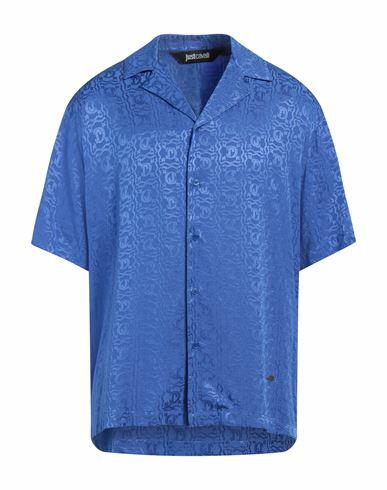 Just Cavalli Man Shirt Blue Viscose Cover