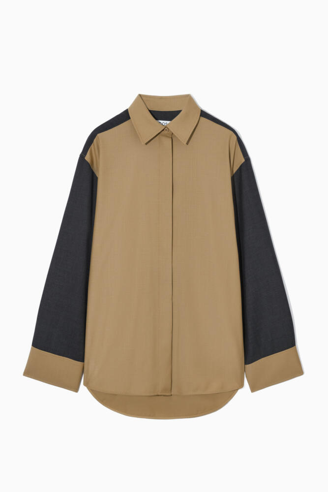 COS DECONSTRUCTED COLOR-BLOCK WOOL SHIRT Cover