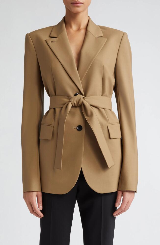 Maria McManus Belted Stretch Wool Blazer in Toffee Cover