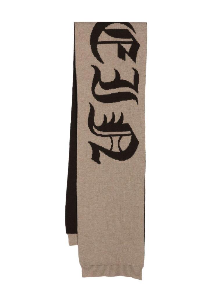 Philipp Plein Gothic wool scarf - Neutrals Cover