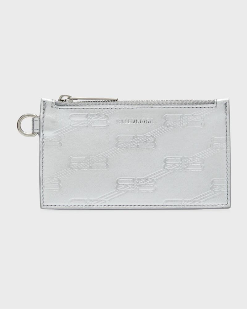 Balenciaga Men's Embossed Monogram Card Case On Keychain In Box Cover