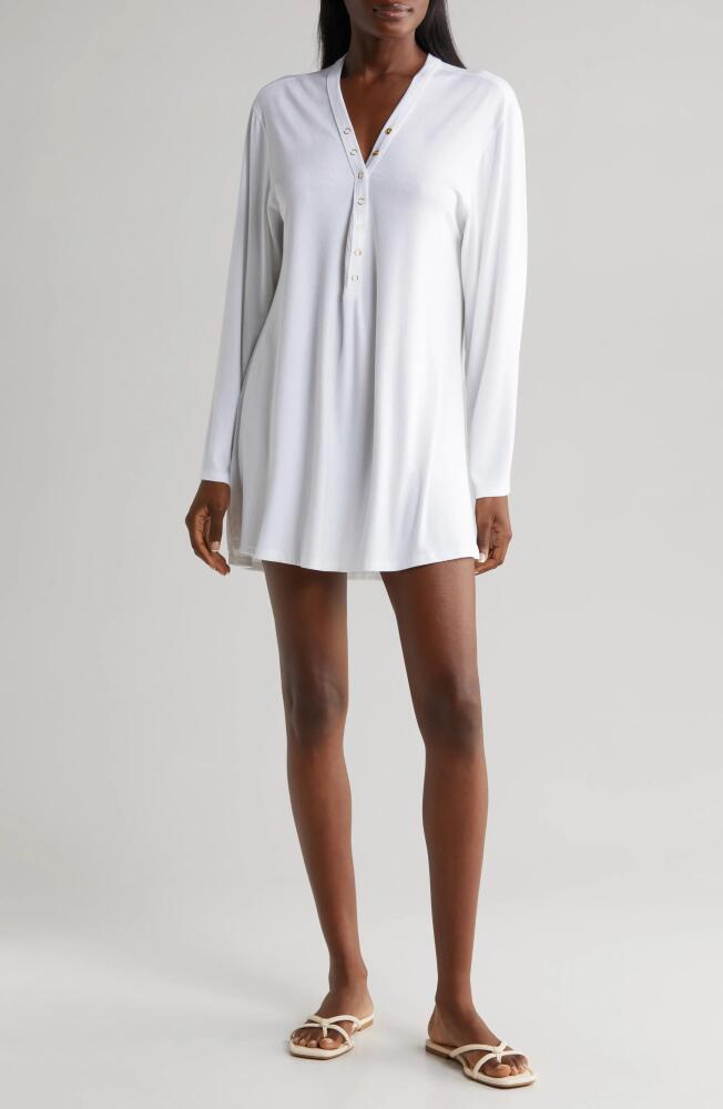 Robin Piccone Amy Long Sleeve Cover-Up Tunic in White Cover