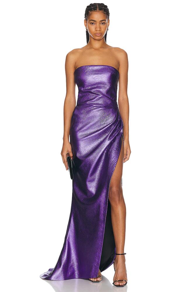 LaQuan Smith Strapless Gown Thigh High Slit Gown in Purple Cover