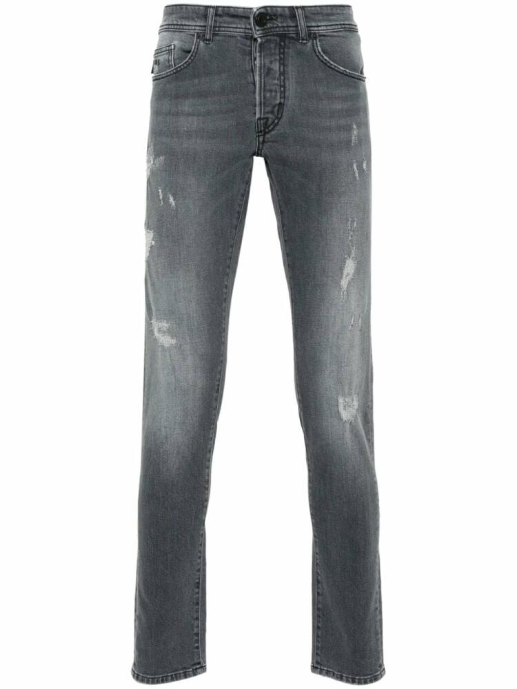 Sartoria Tramarossa 1980 distressed low-rise slim-cut jeans - Grey Cover