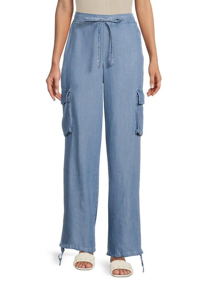 RD style Women's Stacia Cargo Pants - Mid Blue Denim Cover