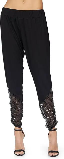 Michael Lauren Westman Crop Shirring Pants w/ Contrast Sequins (Black) Women's Clothing Cover