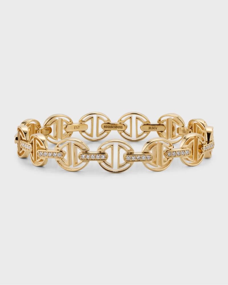 Hoorsenbuhs 18K Yellow Gold Small Link MMV Bracelet with Diamonds Cover