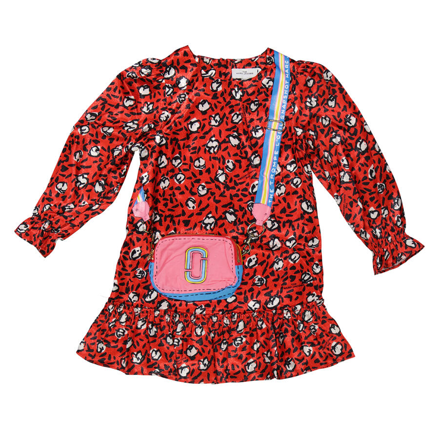 Little Marc Jacobs Girls Red Logo-print Snapshort Dress Cover