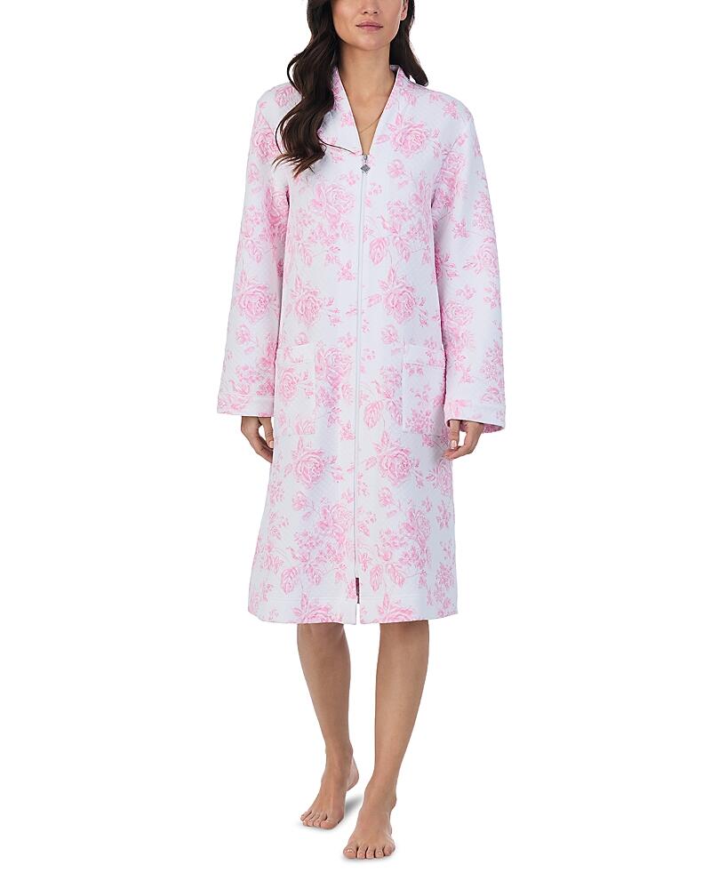 Eileen West Waltz Floral Print Zip Front Robe Cover