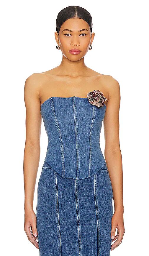 MAJORELLE Luda Bustier Top in Blue Cover