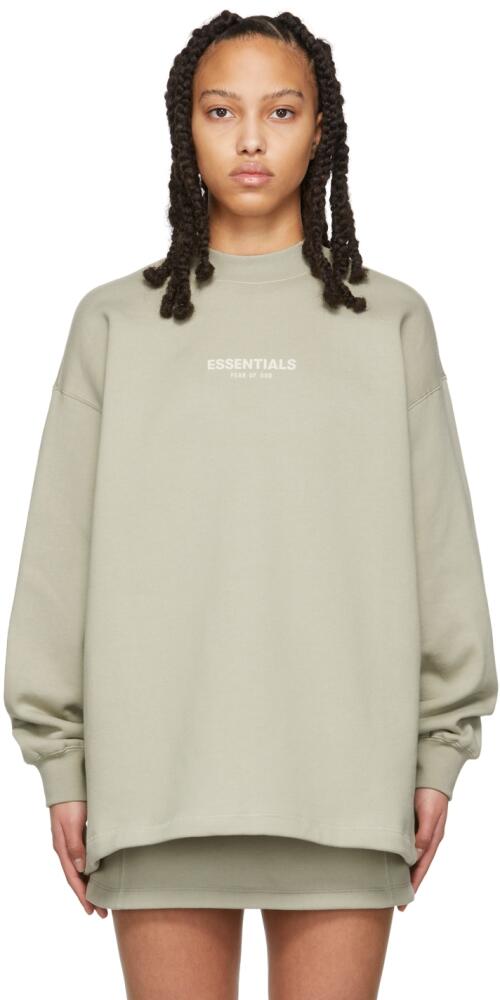 Fear of God ESSENTIALS Green Relaxed Crewneck Sweatshirt Cover