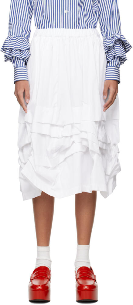 Comme des Garçons Girl White Gathered Midi Skirt Cover