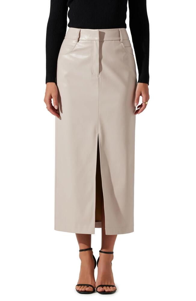 ASTR the Label Karolyna Faux Leather Midi Skirt in Ecru Cover