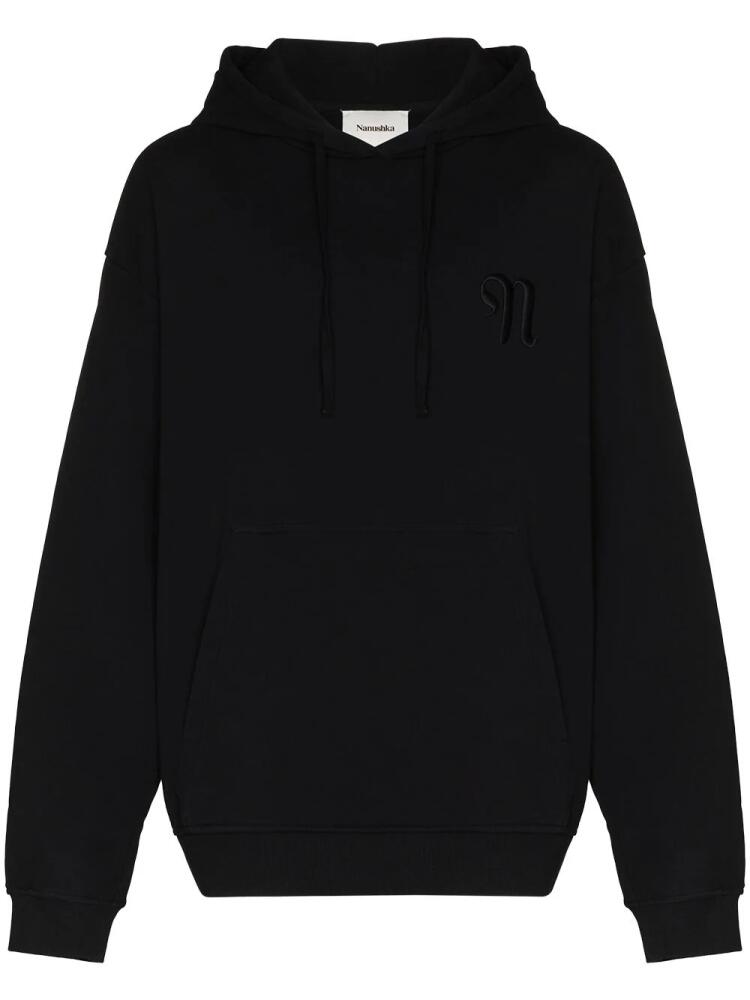 Nanushka logo-embroidered cotton hoodie - Black Cover