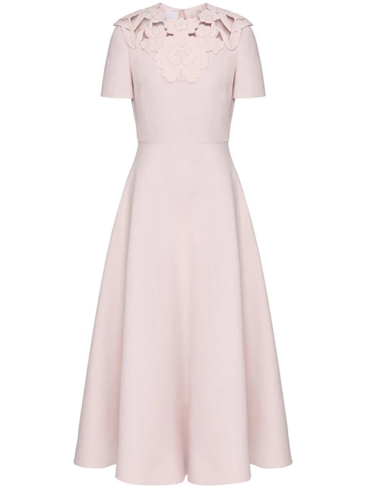 Valentino Garavani floral-appliqué cut-out midi dress - Pink Cover