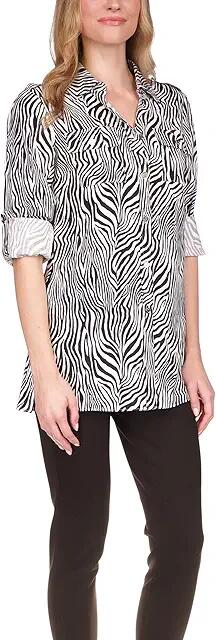 MICHAEL Michael Kors Graphic Zebra Tunic (Black) Women's Clothing Cover