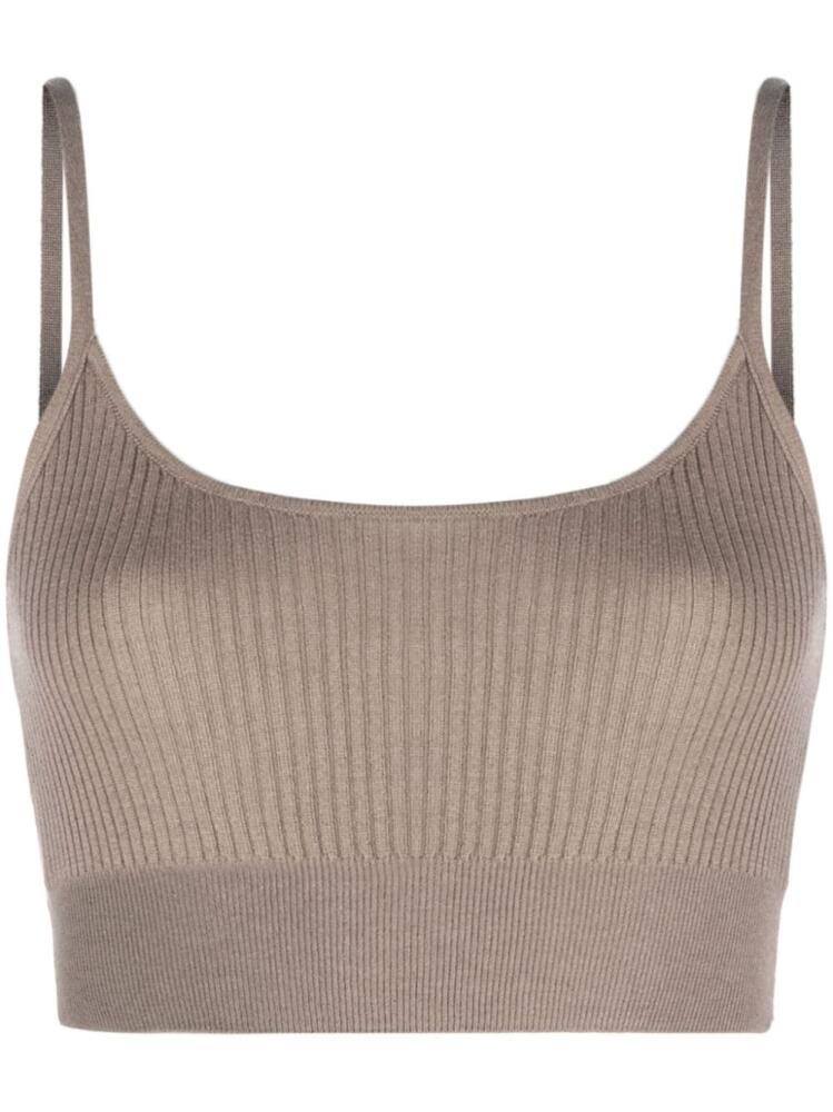 Wild Cashmere Carmen ribbed-knit crop top - Brown Cover