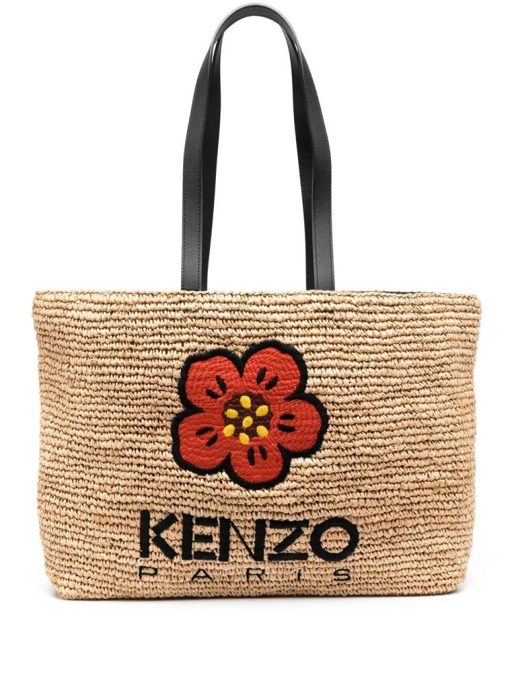 Kenzo Boke Flower straw tote bag - Neutrals Cover