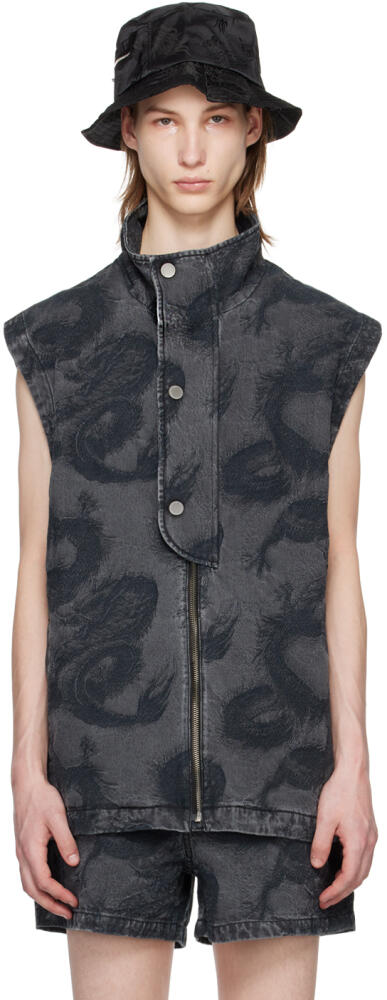 Feng Chen Wang Black Dragon Denim Vest Cover