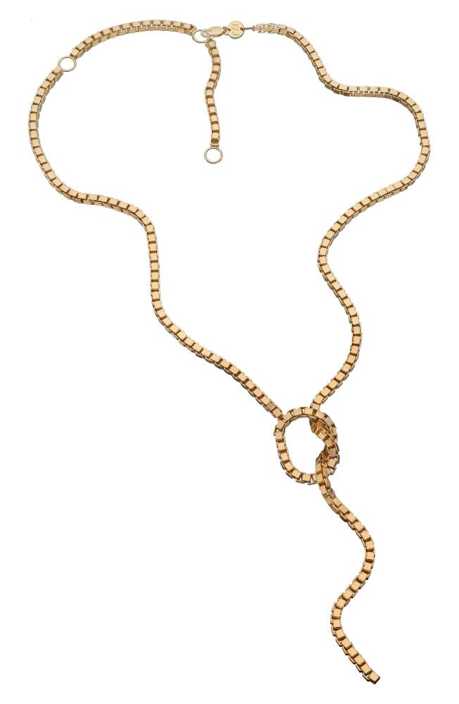 Jennifer Zeuner Rima Box Chain Lariat Necklace in Yellow Gold Cover