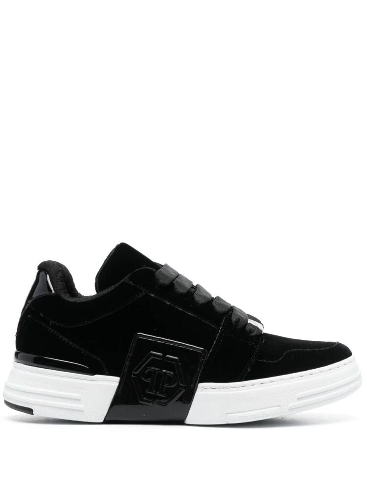 Philipp Plein tonal-logo velvet low-top sneakers - Black Cover