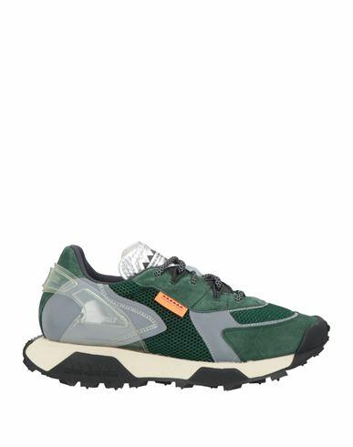 Run Of Man Sneakers Dark green Leather, Textile fibers Cover