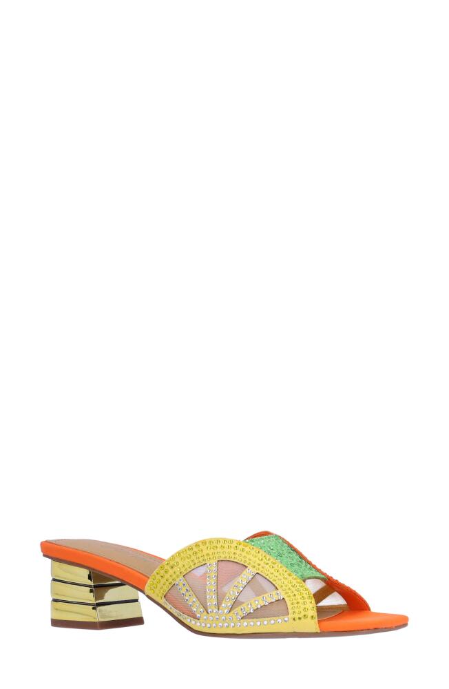 J. Reneé Lemon Block Heel Sandal in Lime/Yellow/Orange Cover