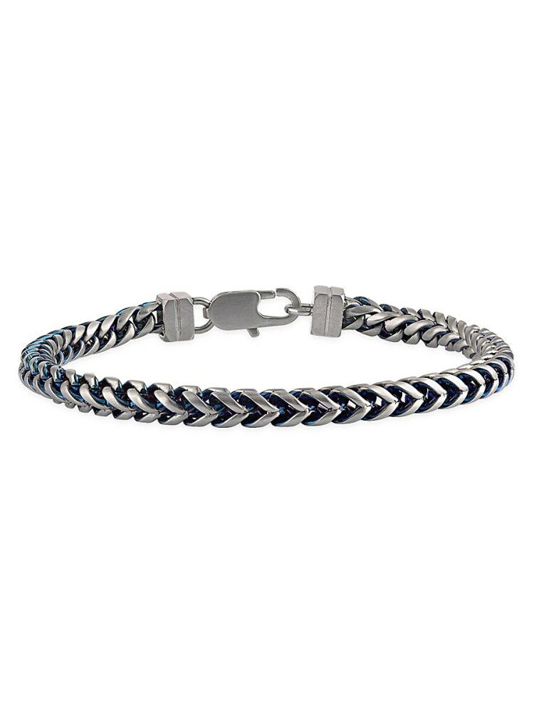 Esquire Men's Blue Ion Plated Stainless Steel Chain Bracelet Cover