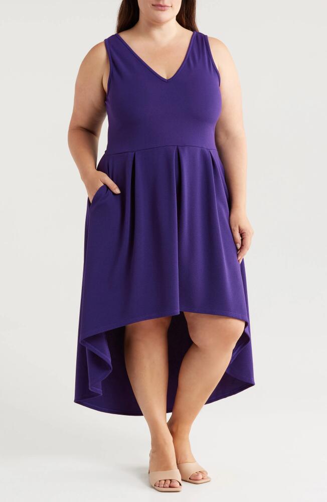 24seven Comfort Apparel Party Stretch High-Low Dress in Purple Cover