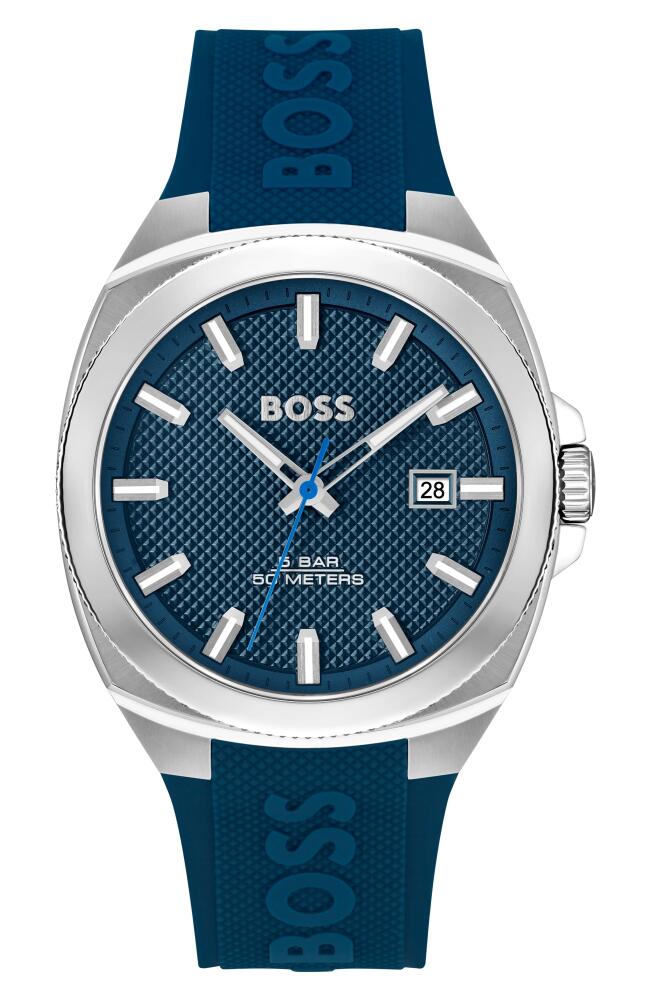 BOSS Walker Silicone Strap Watch, 41mm in Blue Cover