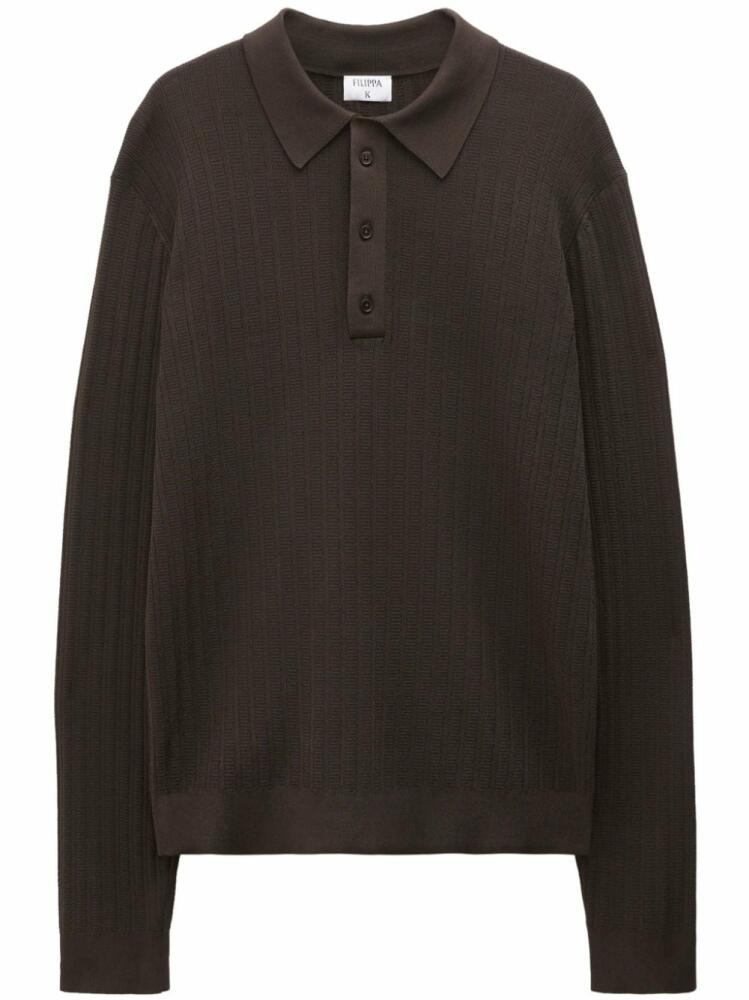 Filippa K Shiny ribbed long-sleeve polo neck - Brown Cover