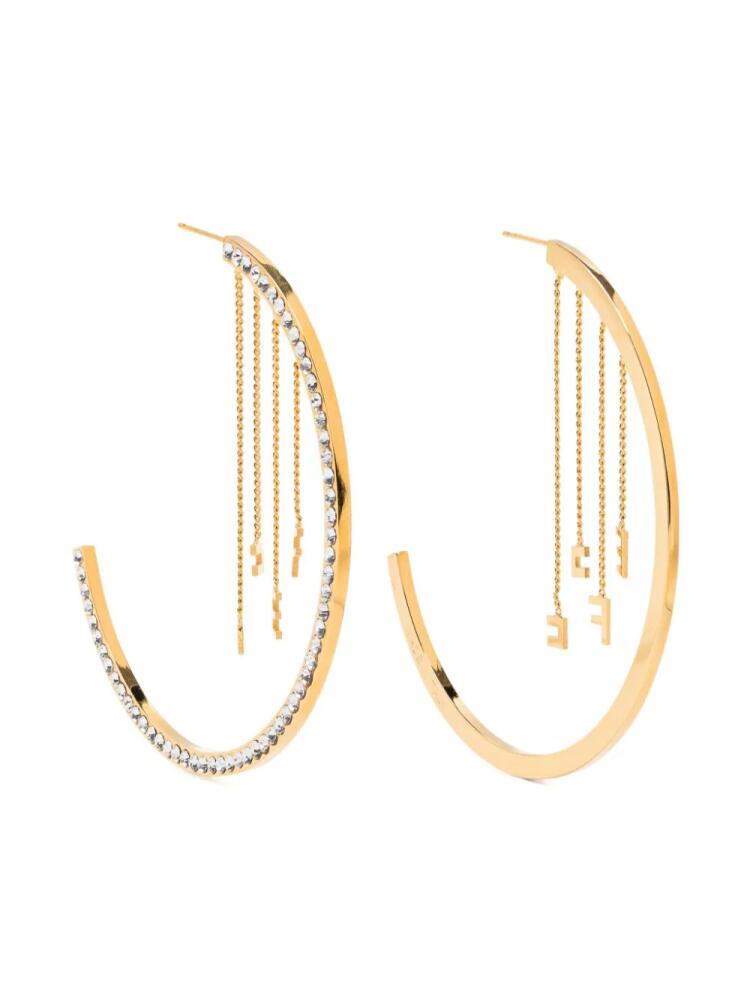 Elisabetta Franchi logo-pendant hoop earrings - Gold Cover