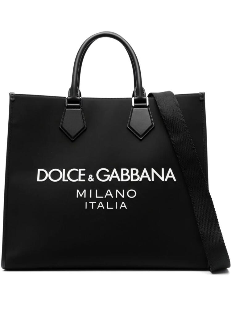 Dolce & Gabbana large logo-embossed tote bag - Black Cover