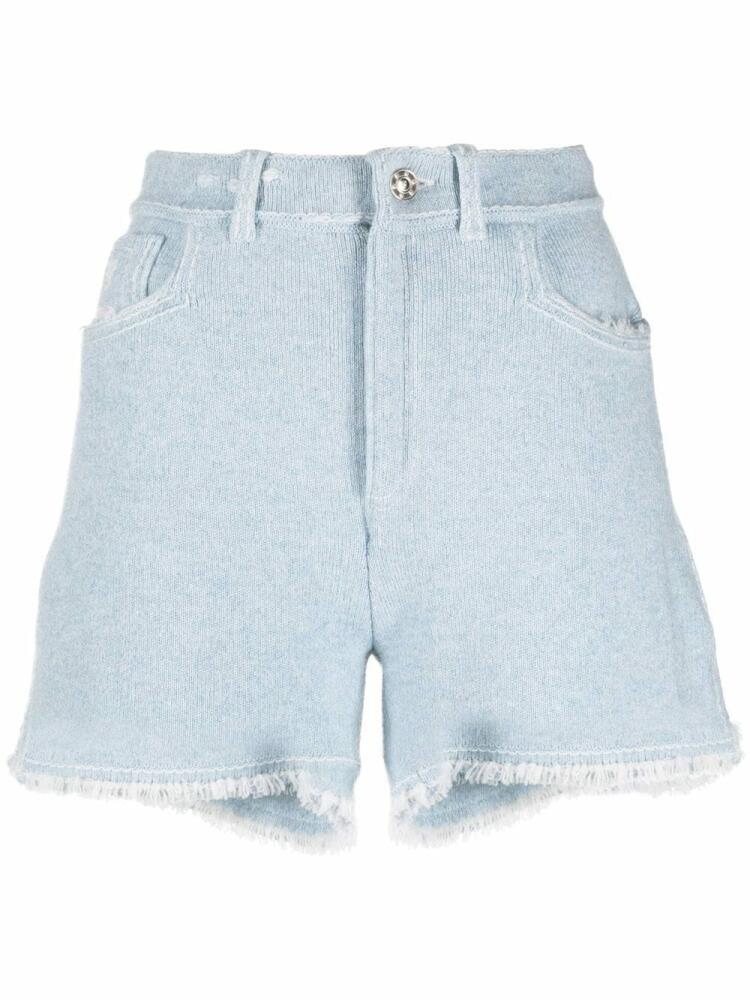 Barrie fine-knit fringe-detail shorts - Blue Cover