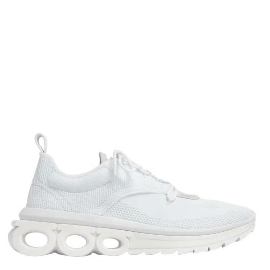 Ferragamo White Nima Technical Knit Running Sneakers Cover