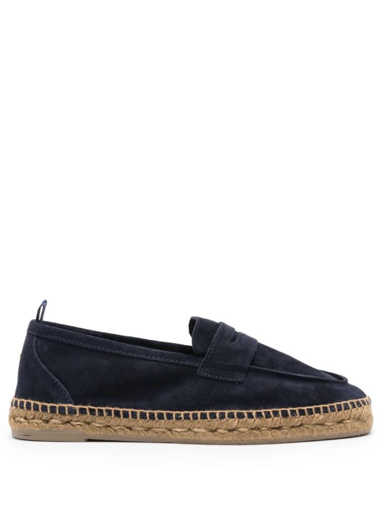 Castañer braided-raffia suede espadrilles - Blue Cover