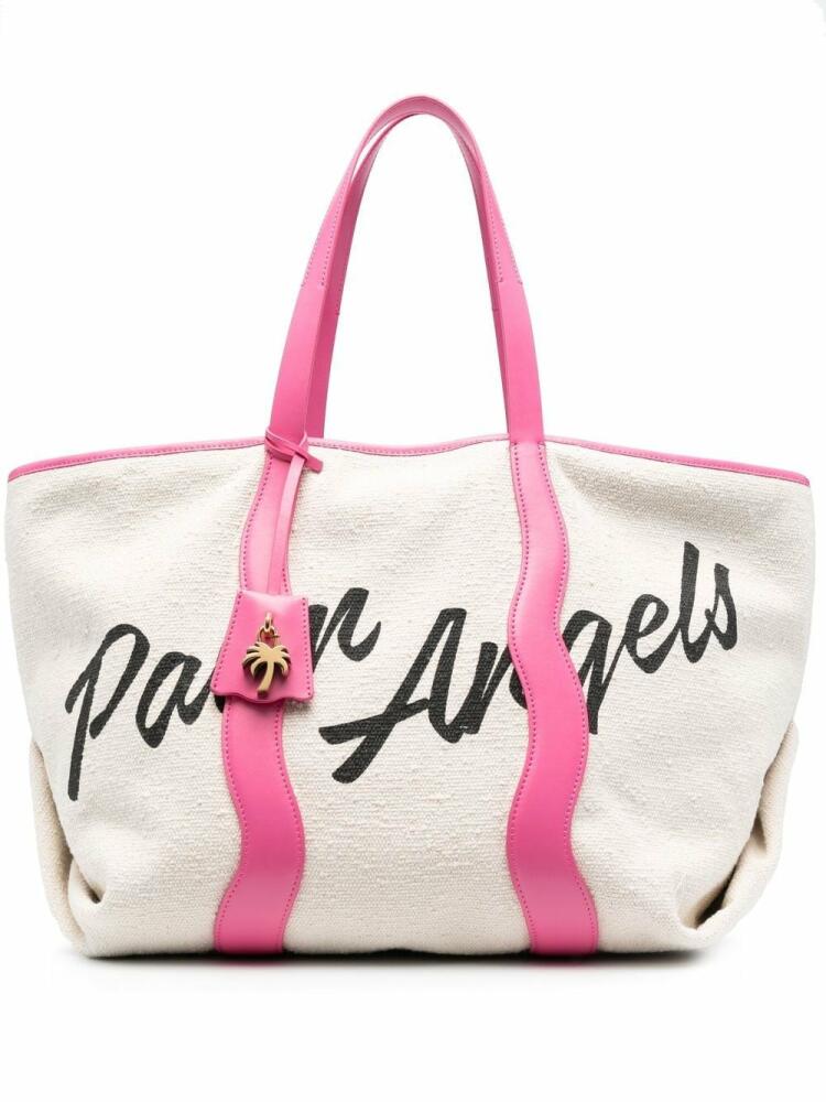 Palm Angels logo-print canvas tote bag - Neutrals Cover